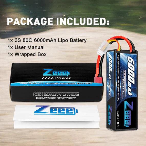 Zeee 3S Lipo Akku 6000 mAh 11,1 V 80C Hartcase DEAN - LiPo24.de