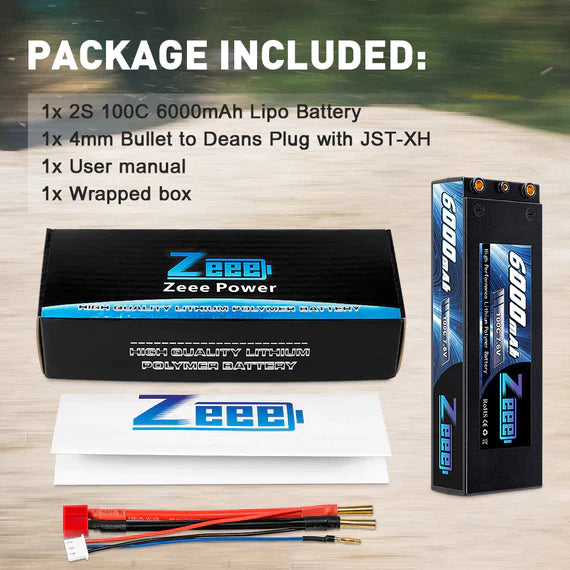 Zeee 2S Lipo Akku 6000 mAh 7,6 V 100 C HV Hardcase Dean - LiPo24.de