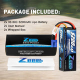 Zeee 3S Lipo Akku 5200mAh 11.1V 80C mit EC5 Anschluss Hardcase Akku für RC Car Racing Modelle (2 St.)) - LiPo24.de