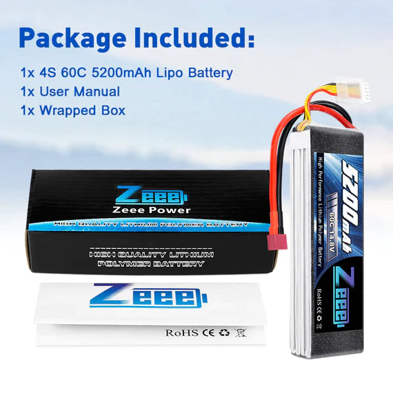 Zeee 4S Lipo Akku 5200mAh 14.8V 60C DEAN - LiPo24.de