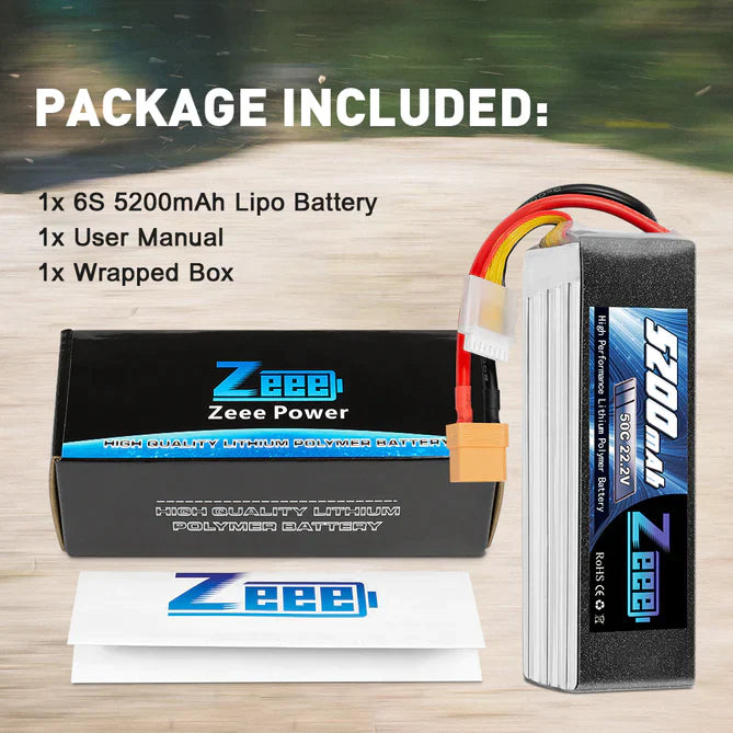 Zeee 6S Lipo Akku 5200mAh 22.2V 50C XT90   LiPo24.de