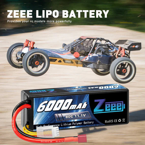 Zeee 3S Lipo Akku 6000 mAh 11,1 V 80C Hartcase DEAN - LiPo24.de
