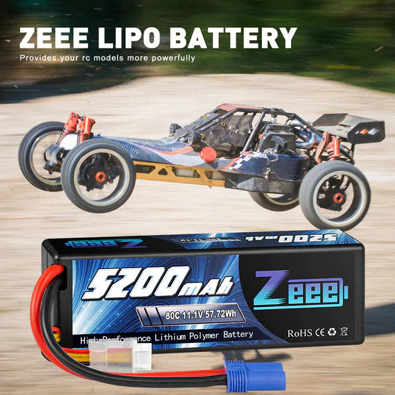 Zeee 3S Lipo Akku 5200mAh 11.1V 80C mit EC5 Anschluss Hardcase Akku für RC Car Racing Modelle (2 St.))   LiPo24.de