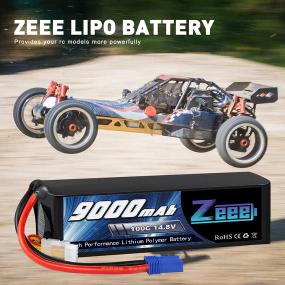 Zeee 4S Lipo Akku 9000mAh 14.8V 100C Soft Case EC5 Stecker mit Metallplatten für RC Car Truck Tank Racing Modelle (2 Pack)   LiPo24.de