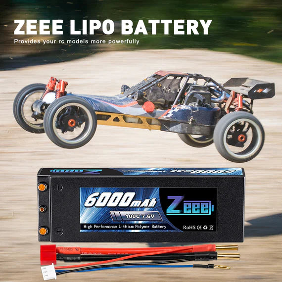 Zeee 2S Lipo Akku 6000 mAh 7,6 V 100 C HV Hardcase Dean - LiPo24.de