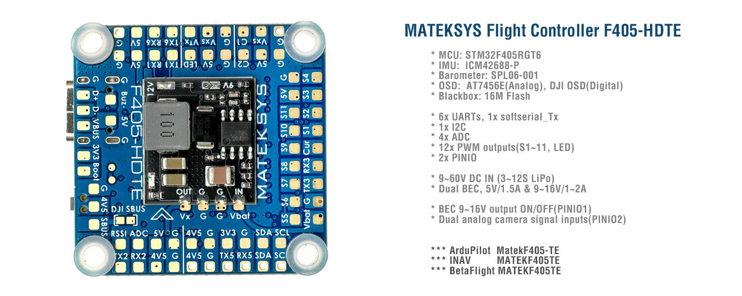 Matek Systems Flugsteuerung F405 HDTE