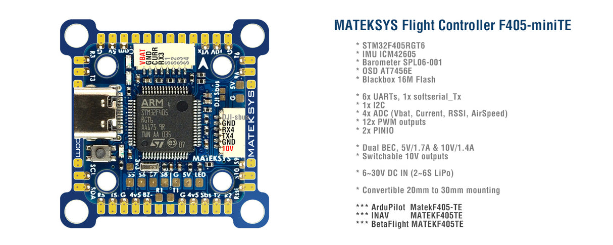 Matek Systems Flugsteuerung F405-Mini TE