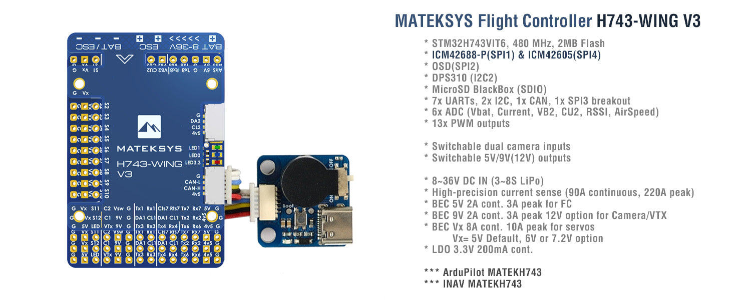 Matek System Flugsteuerung H743 Wing V3