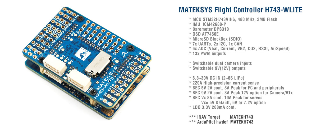 Matek Systems Flugsteuerung H743-WLITE