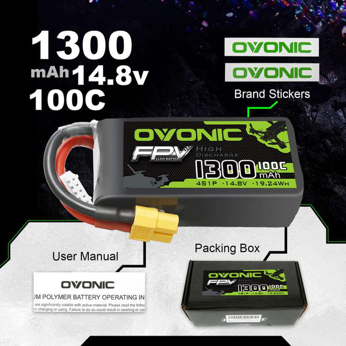 Ovonic 4S 1300mAh 100C 14,8V XT60 LiPo Pack   LiPo24.de