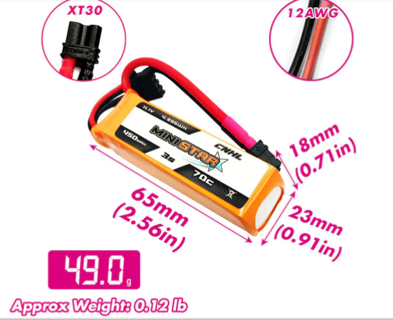 CNHL MiniStar 450mAh 11,1V 3S 70C Lipo Akku mit XT30U (2 St.)   LiPo24.de