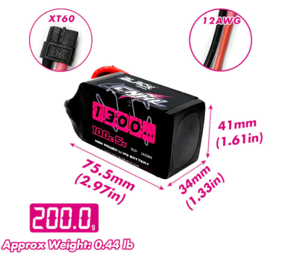 CNHL Black Series 1300mAh 18,5V 5S 100C Lipo Akku mit XT60 Stecker   LiPo24.de