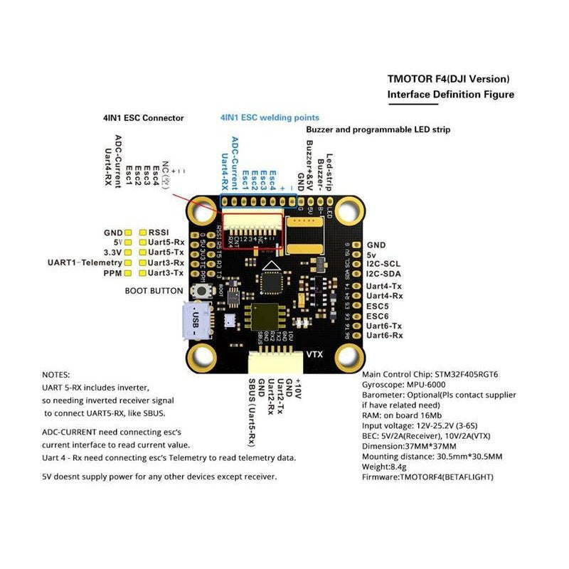 T Motor DJI F4 HD FC I High-Performance DJI FPV HD Flugsteuerung
