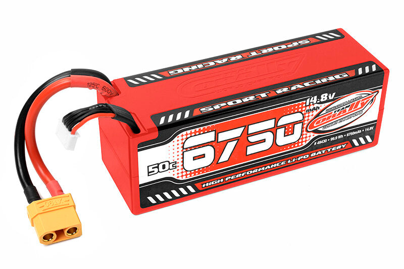 Team Corally C 49430 Sport Racing 50C Lipo Battery 6750Mah 14.8V Stick 4S Hard Wire Xt90
