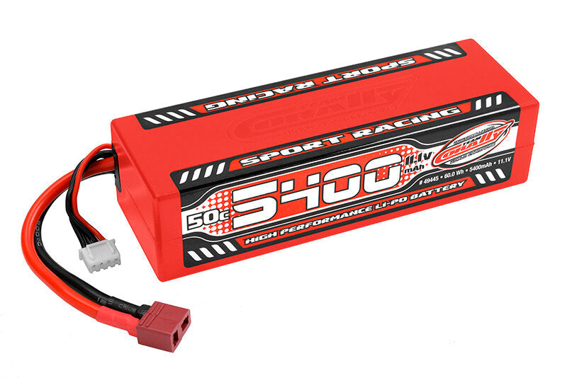 Team Corally C 49445 Sport Racing 50C Lipo Battery 5400Mah 11.1V Stick 3S Hard Wire T Plug